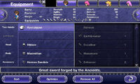 FFV iOS Equipment Menu