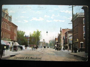 Postcard of Cortland, New York Main St 1906