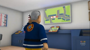 Station officer Steele looks at the Emergency board