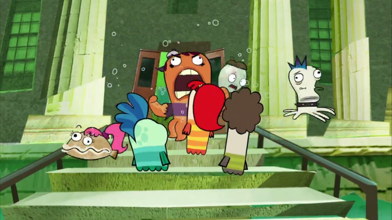 Image Jocktopus bursts out of school.jpg Fish Hooks Wiki FANDOM