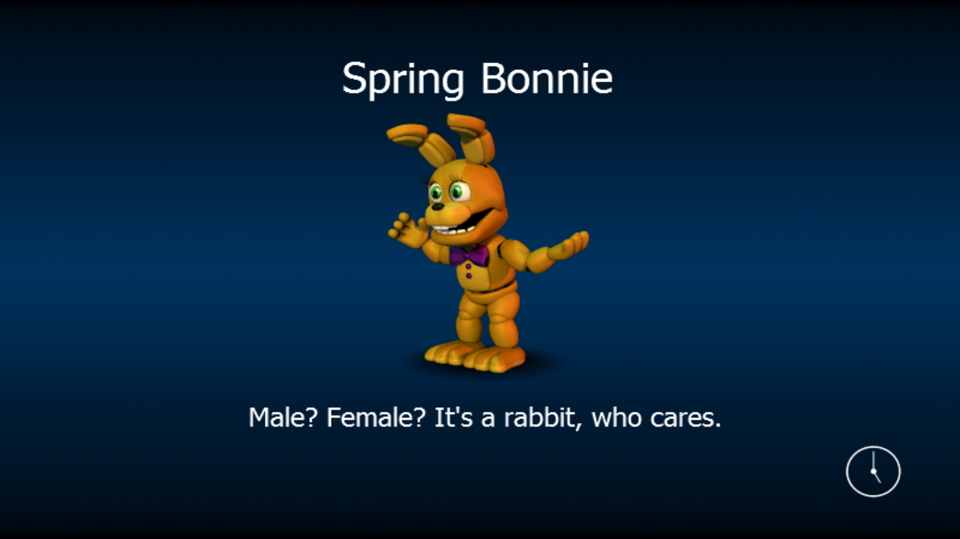 Adventure Spring Bonnie Five Nights At Freddy S World Wikia Fandom - how to get you found it and rwqfsfazxc badges in roblox fredbear