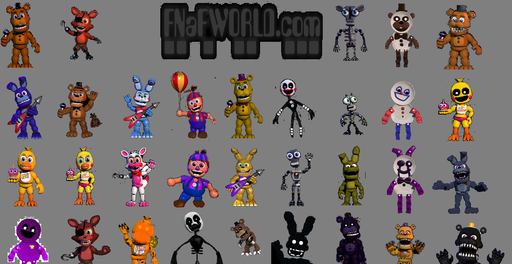 I made a background that's kid-friendly and showcases some of the FNAF World roster best ...