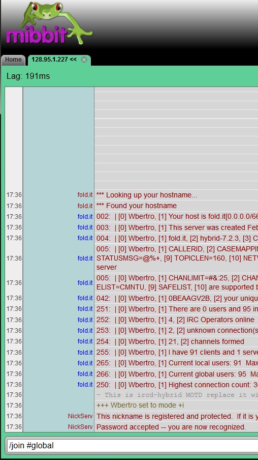 3.1) Mibbit manual joining of a room