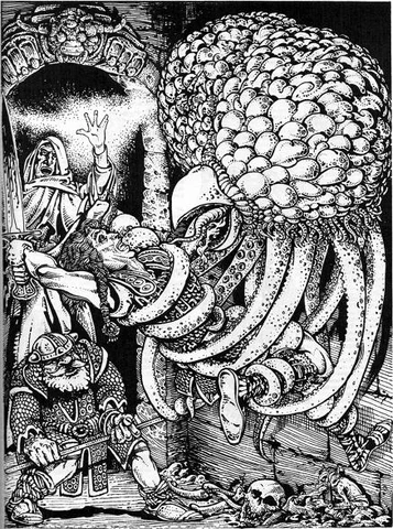 grell Un grell cattura degli avventurieri - by Russ Nicholson Fiend Folio 1st edition (1981) © TSR, Inc.