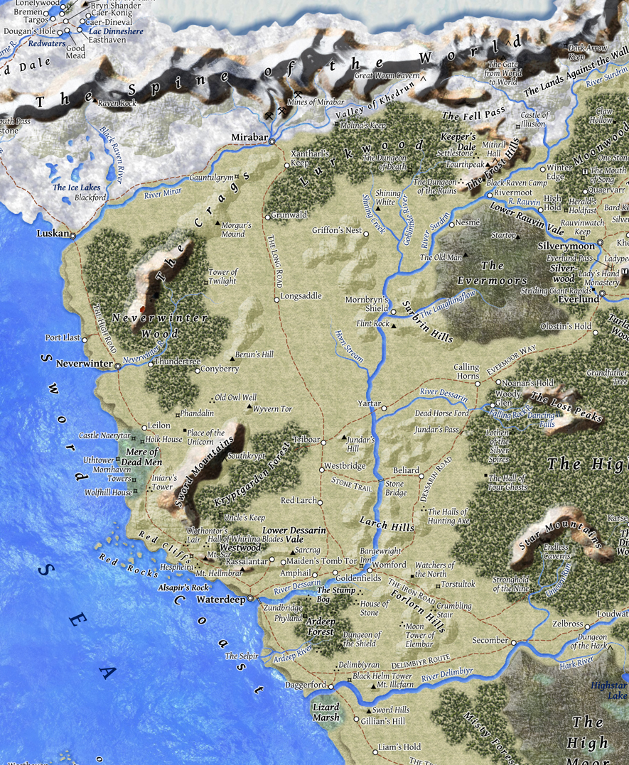 Map Of The Sword Coast - Maps For You