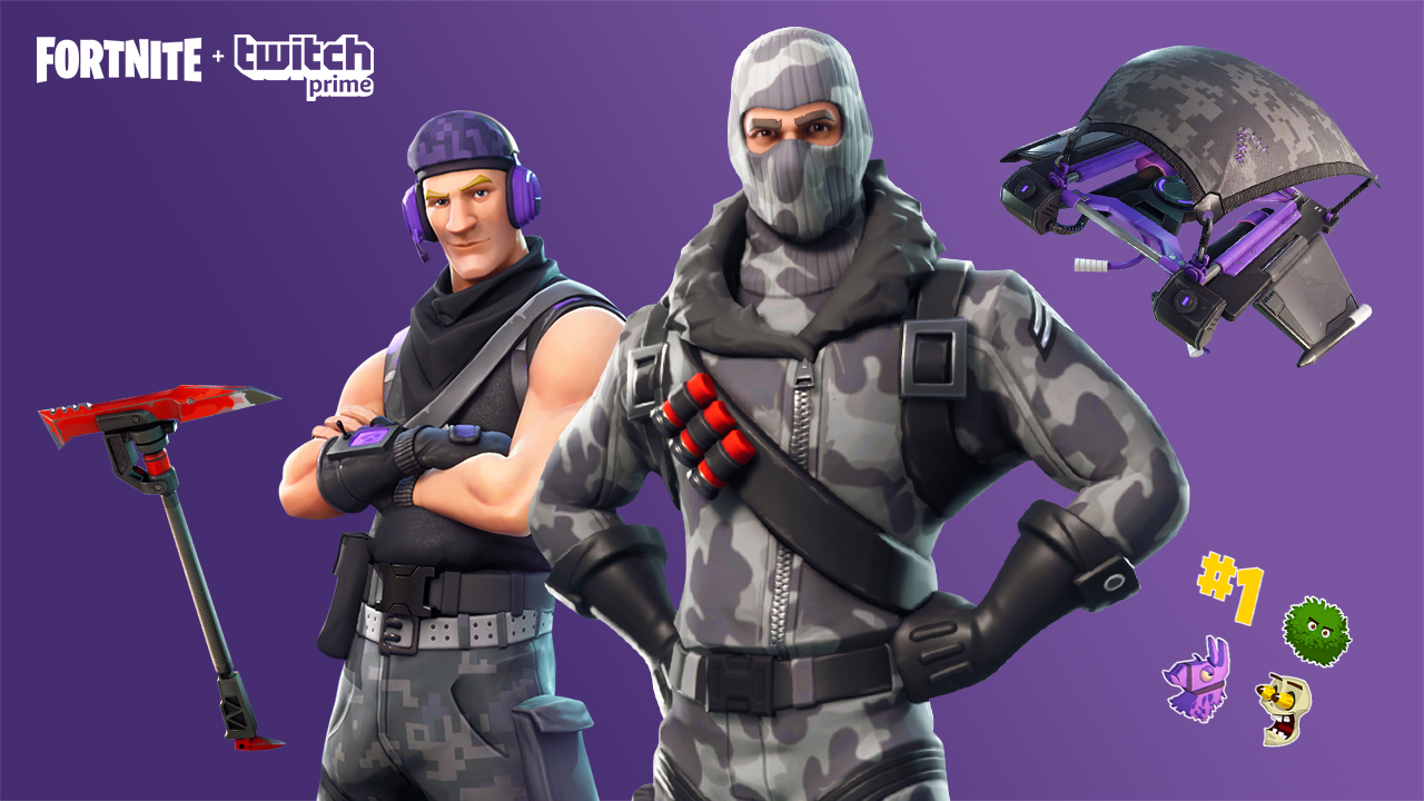 das erste twitch prime paket beinhaltet folgende skins und gegenstande fur den battle royale modus des spiels - fortnite konstrukteur