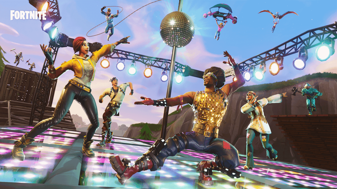 es ist zeit fur das ultimative tanzduell rund um die battle royale insel sind tanzflachen erschienen erobert sie indem ihr alle feinde vertreibt und - fortnite discokugel