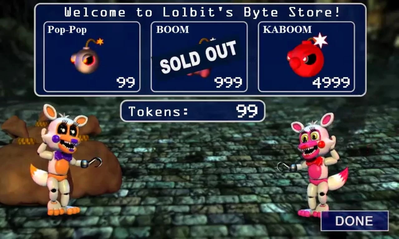 All lolbit locations fnaf world