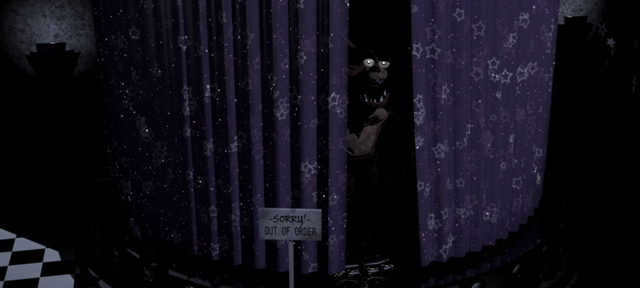 Image - Foxy Looking Out From His Curtains.png  Freepasta 