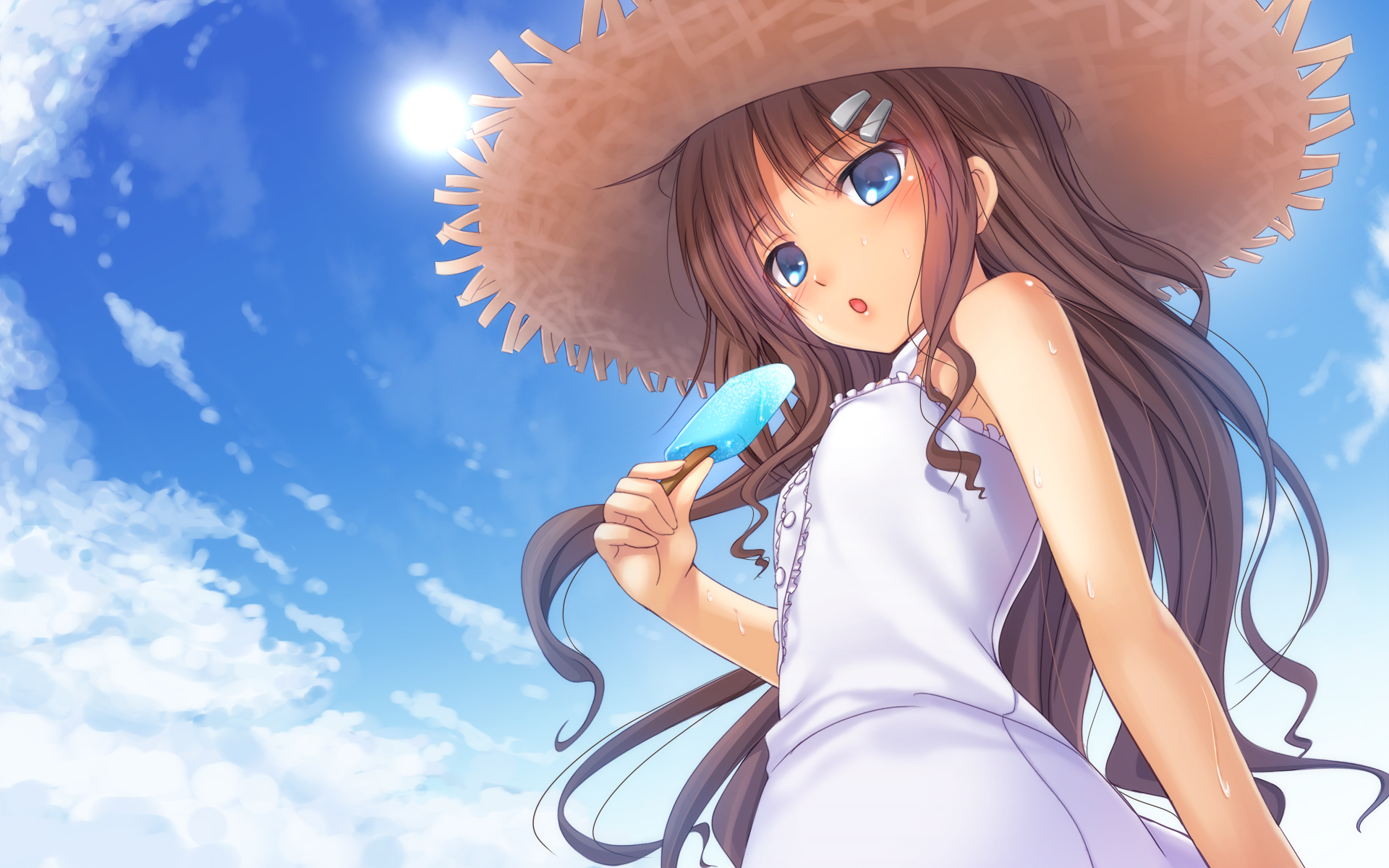 Image Anime Girl Brown Hair Blue Eyes Hd Wallpaperjpeg