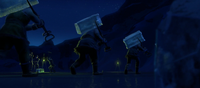 Ice harvesters with ice blocks
