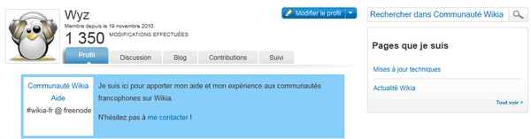 Page utilisateur