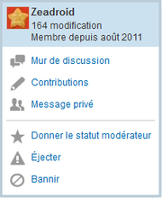 Tchat - menu utilisateur