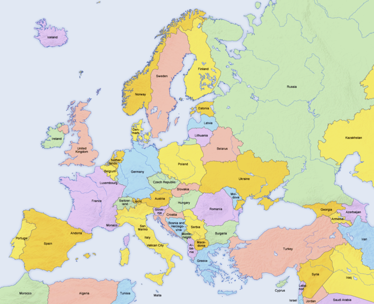 europe countries mappng