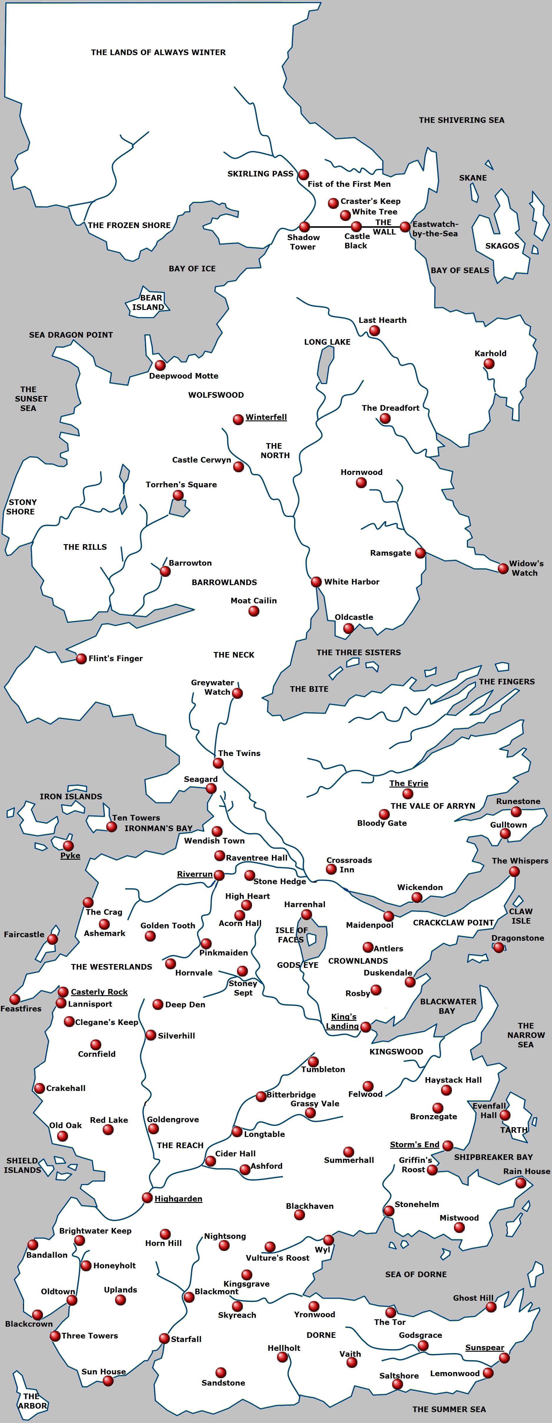 Map Of Westeros With Cities Westeros | Game of Thrones Wiki | Fandom