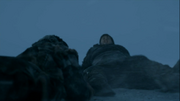 Sam trying to fight off the wight