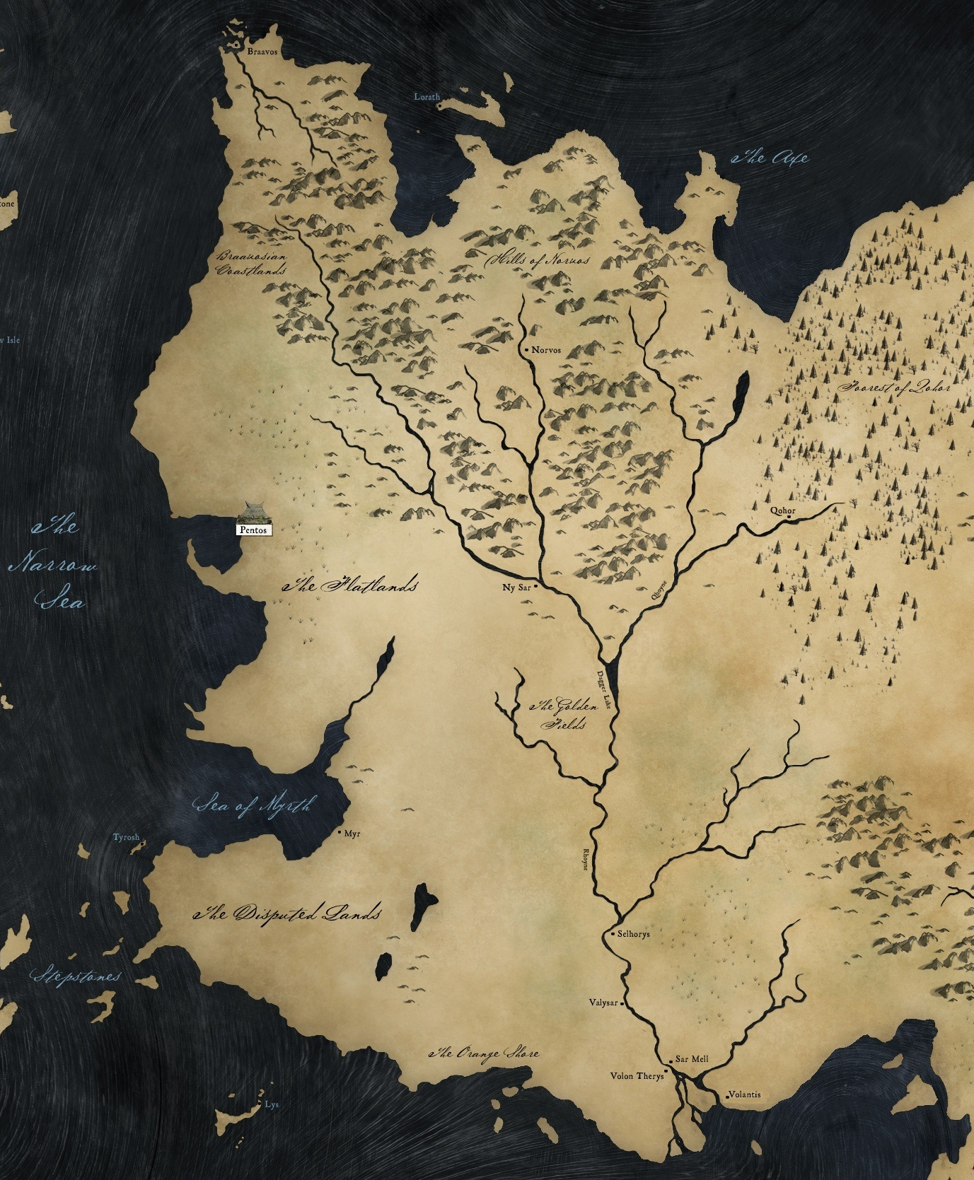 Map Eastern Continent Game Thrones