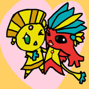 Red and gold pixie