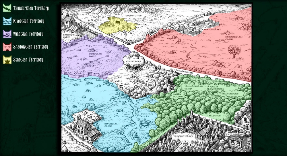 Warriors maps. Коты воители карта леса. Warrior cats карта. P. Коты воители карта леса.