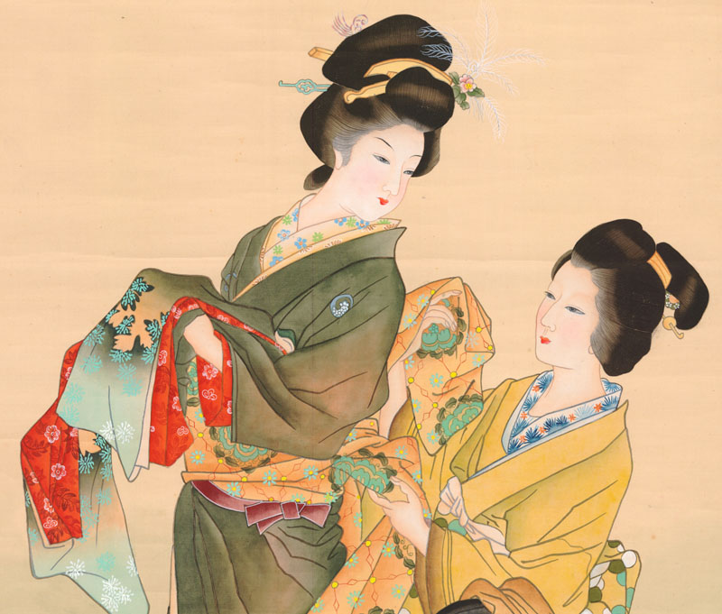 Image - Shoen Uemura-Scroll-Geisha Dressing With Attendant ...