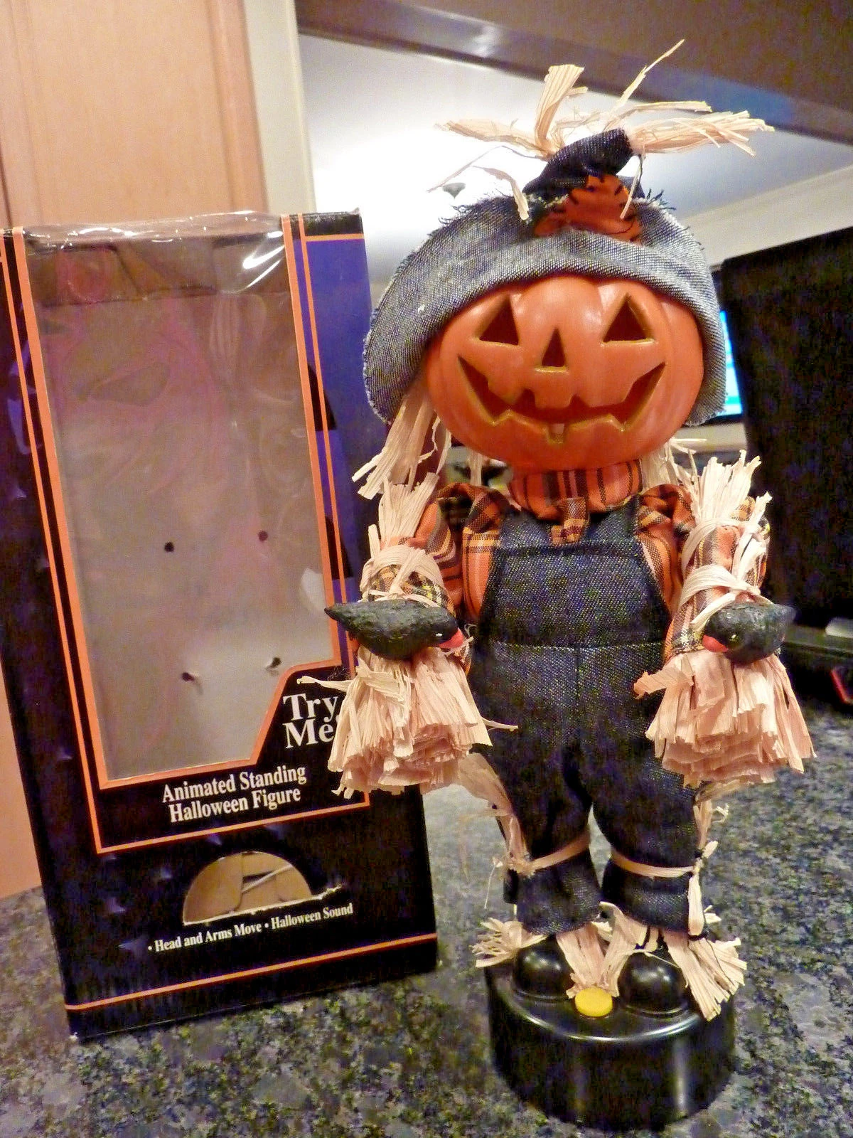 Image Vintage Halloween Factory Gemmy Animated Scarecrow Prop Figure