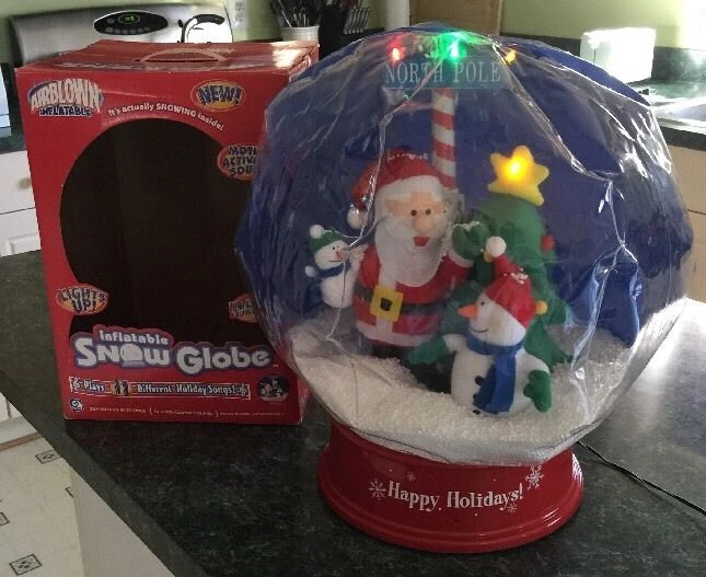 Image Gemmy Inflatable Christmas Musical Light Up Snow Globe Santa