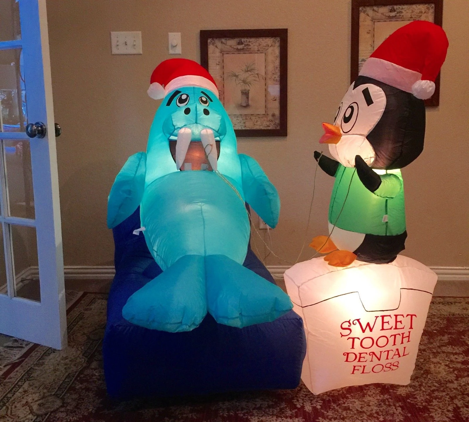 Image Gemmy Prototype Christmas Penguin Walrus Sweet Tooth Inflatable