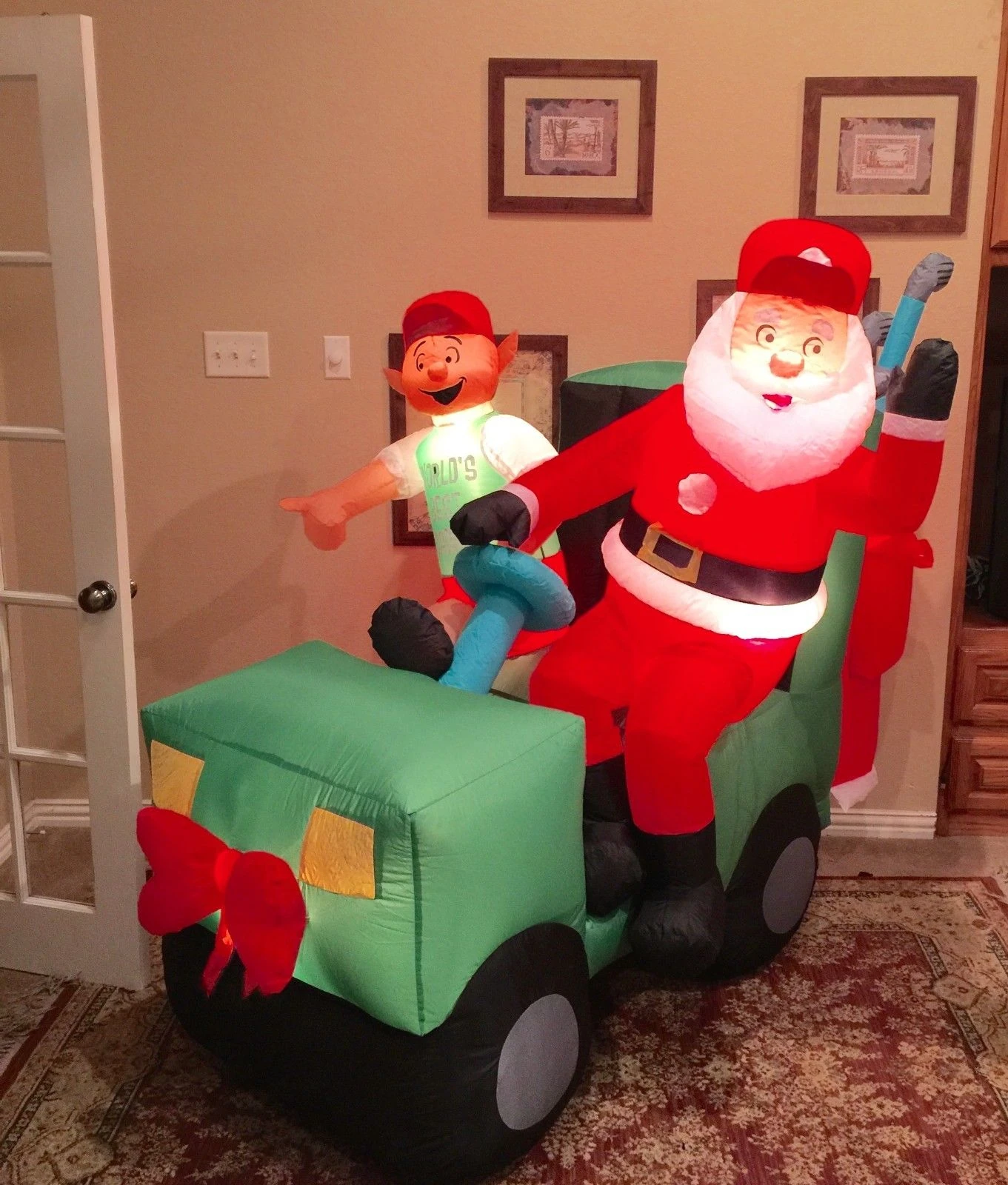 Image Gemmy Prototype Christmas Santa Golf Cart Inflatable Airblown