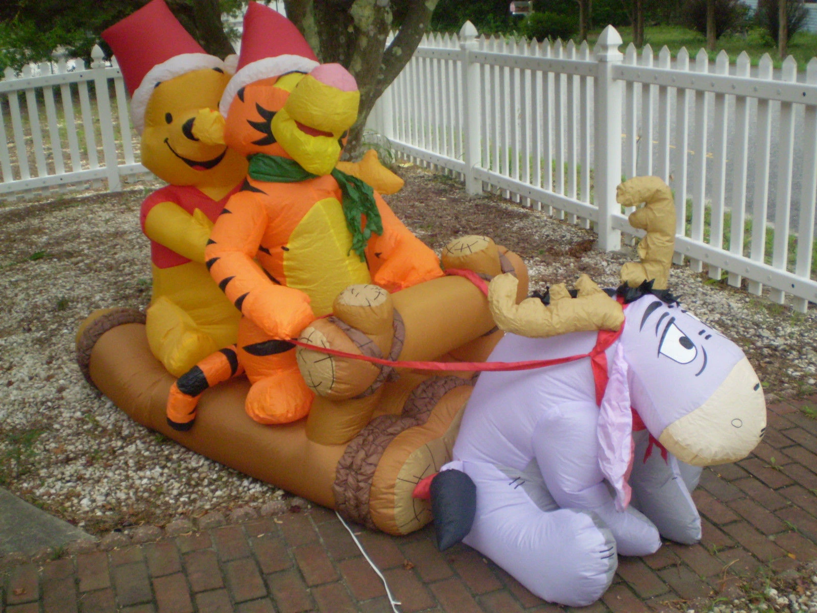 Image Gemmy inflatable whinnie the pooh tigger and eeyore sleigh 2