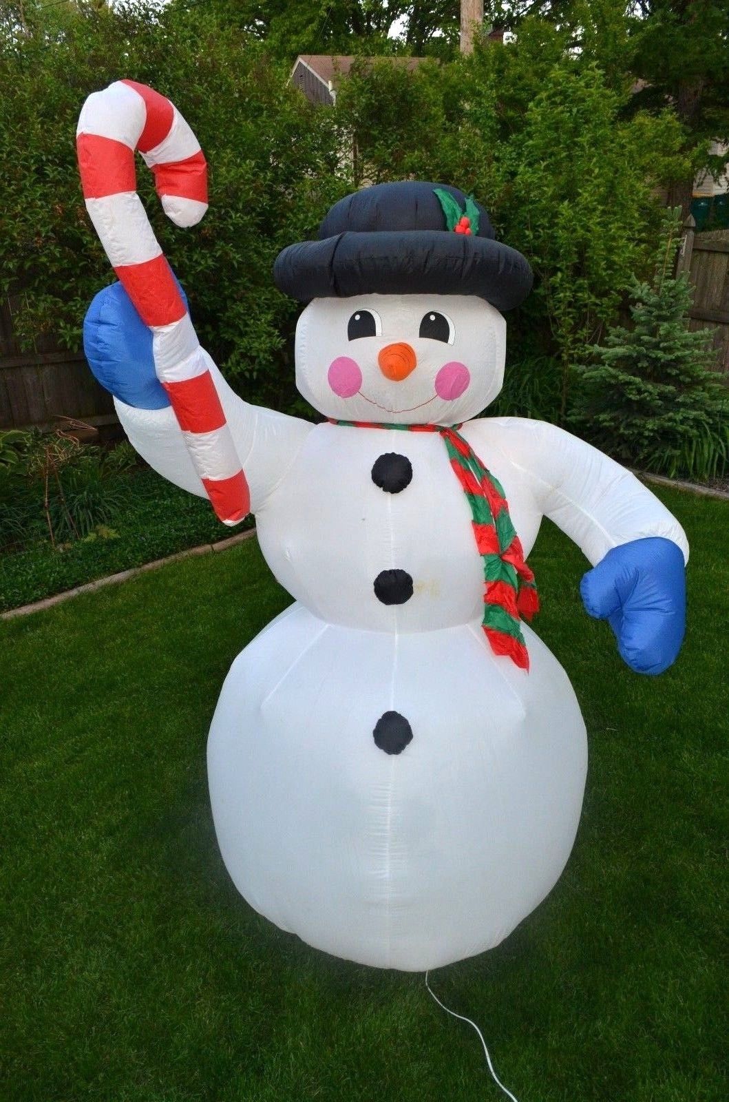Image - GEMMY Snowman With Candy Cane Christmas 8 Foot Airblown Yard ...