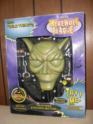 Animated singing werewolf plaque