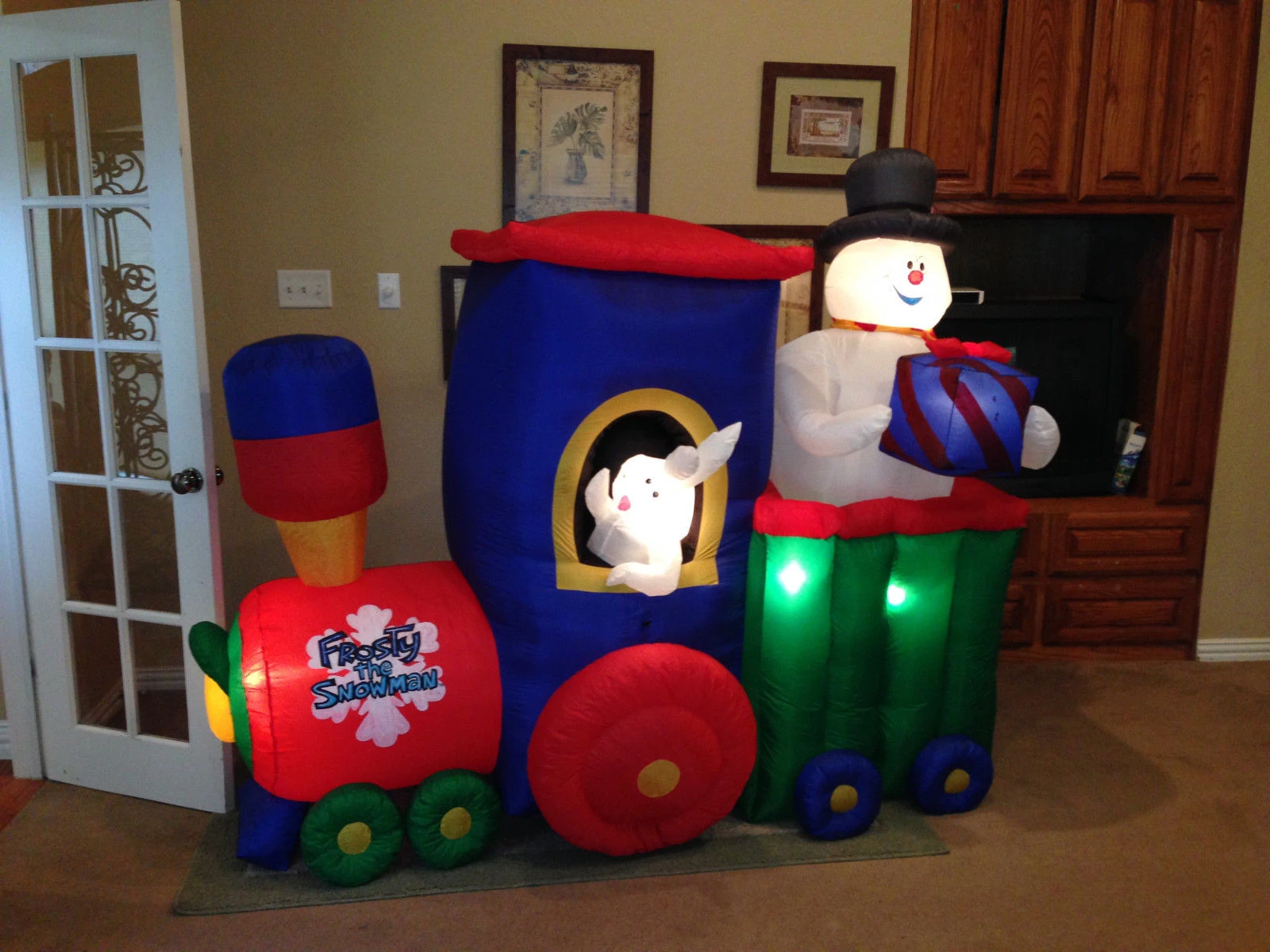 Image Gemmy animated inflatable frosty the snowman christmas train