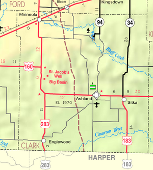 Map of Clark Co, Ks, USA