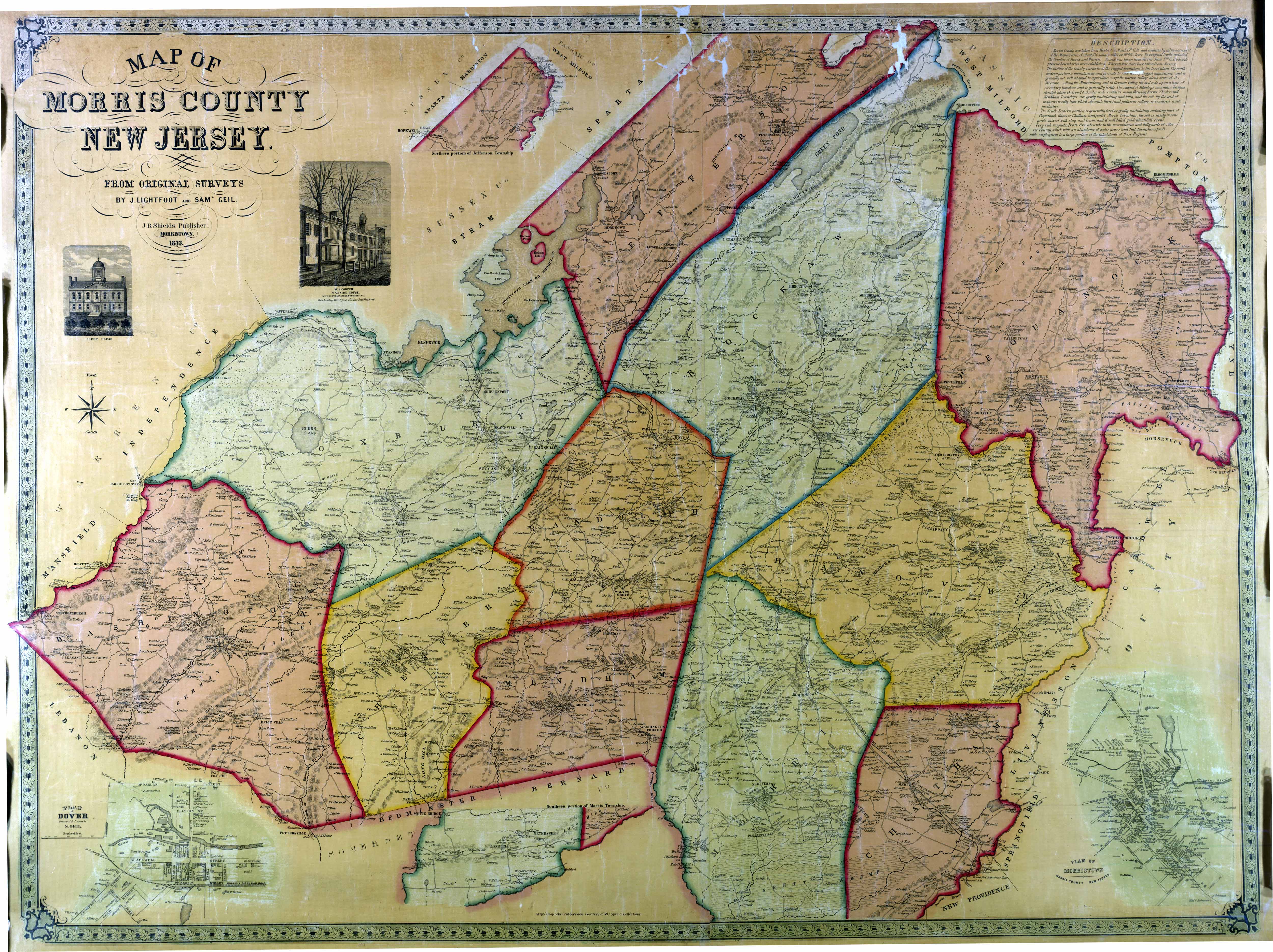 GREYSTONE PARK MORRIS PLAINS COUNTY ATLAS MAP 1910 HANOVER TOWNSHIP NEW JERSEY