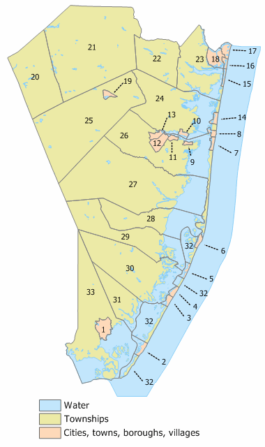 Ocean County, New Jersey Municipalities