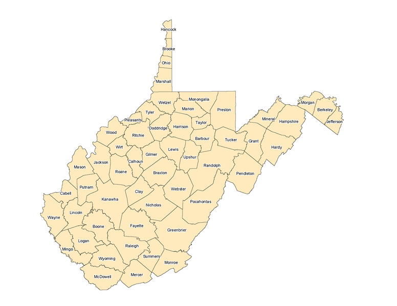 List of: All Counties in West Virginia