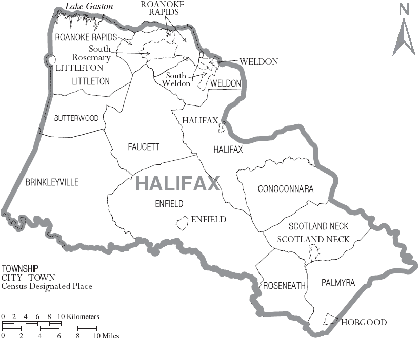 Image Map of Halifax County North Carolina With Municipal and