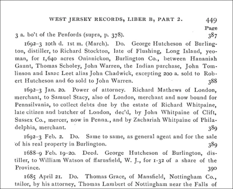 Image Patents and Deeds and Other Early Records of New Jersey, 1664
