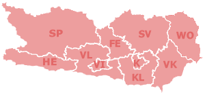 Map at kaernten bezirke kfz