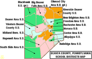Map of Beaver County Pennsylvania School Districts
