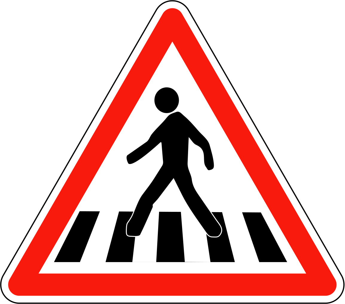 Image Triangular warning sign Pedestrian Crossing (Right) png
