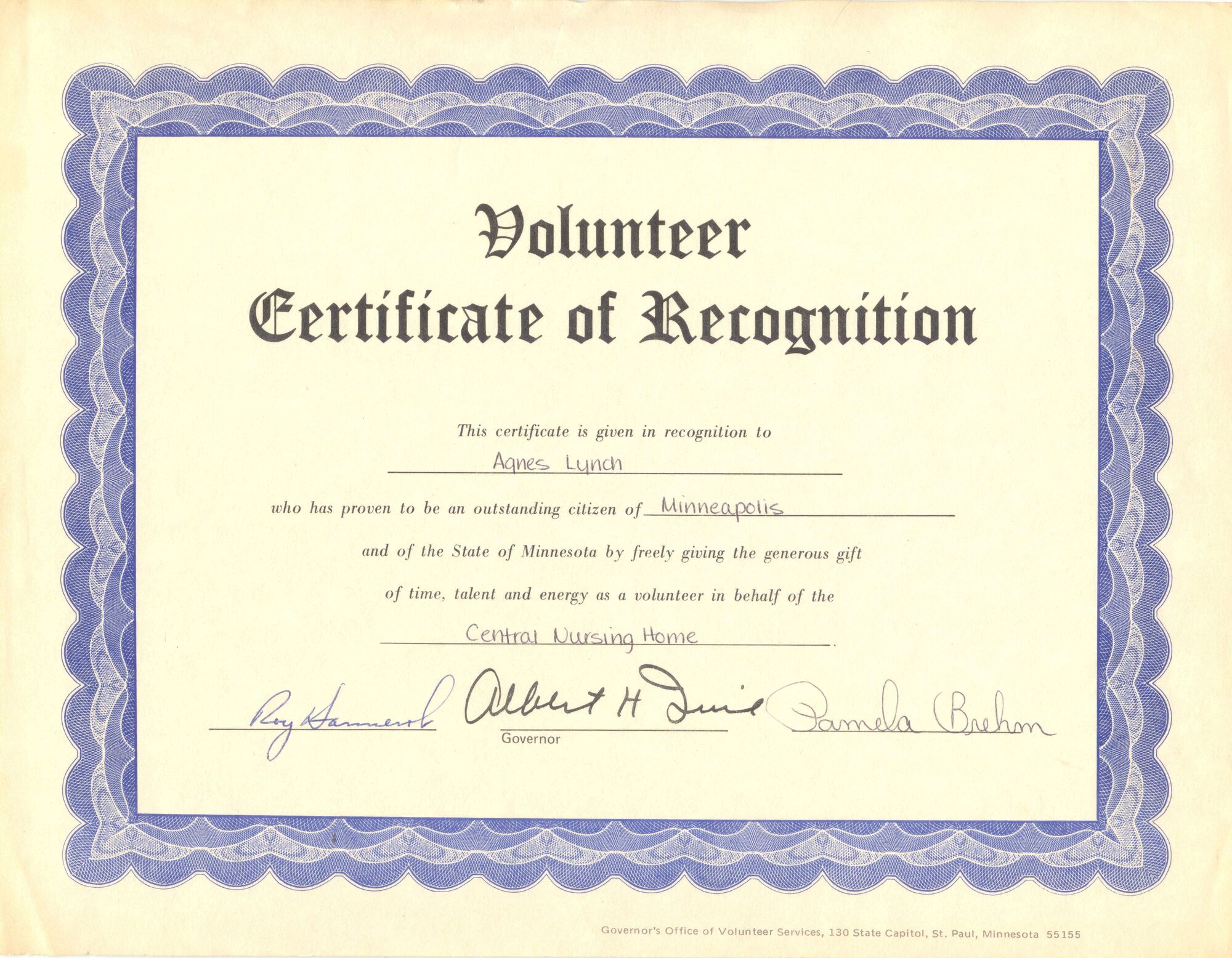 Image Volunteer Certificate Agnes Lynch jpg Familypedia FANDOM