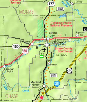Map of Chase Co, Ks, USA