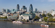 An aerial photograph of the City of London and its surrounding London boroughs.
