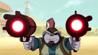 Bobo using his guns