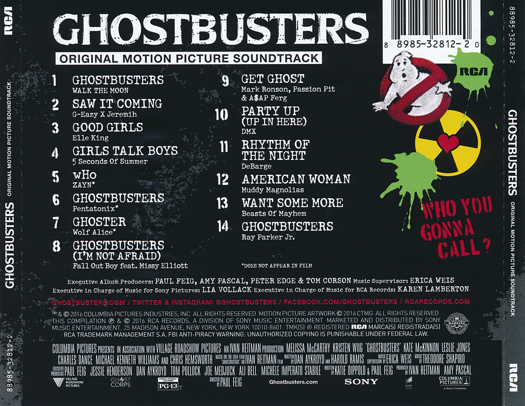 Image GB2016 Soundtrack Album Rear.jpg Ghostbusters Wiki FANDOM powered by Wikia