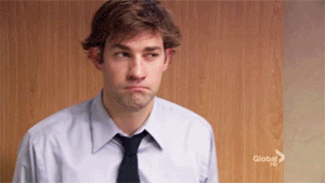 A gif of Jim from The Office is seen shaking his head, voicing the word 