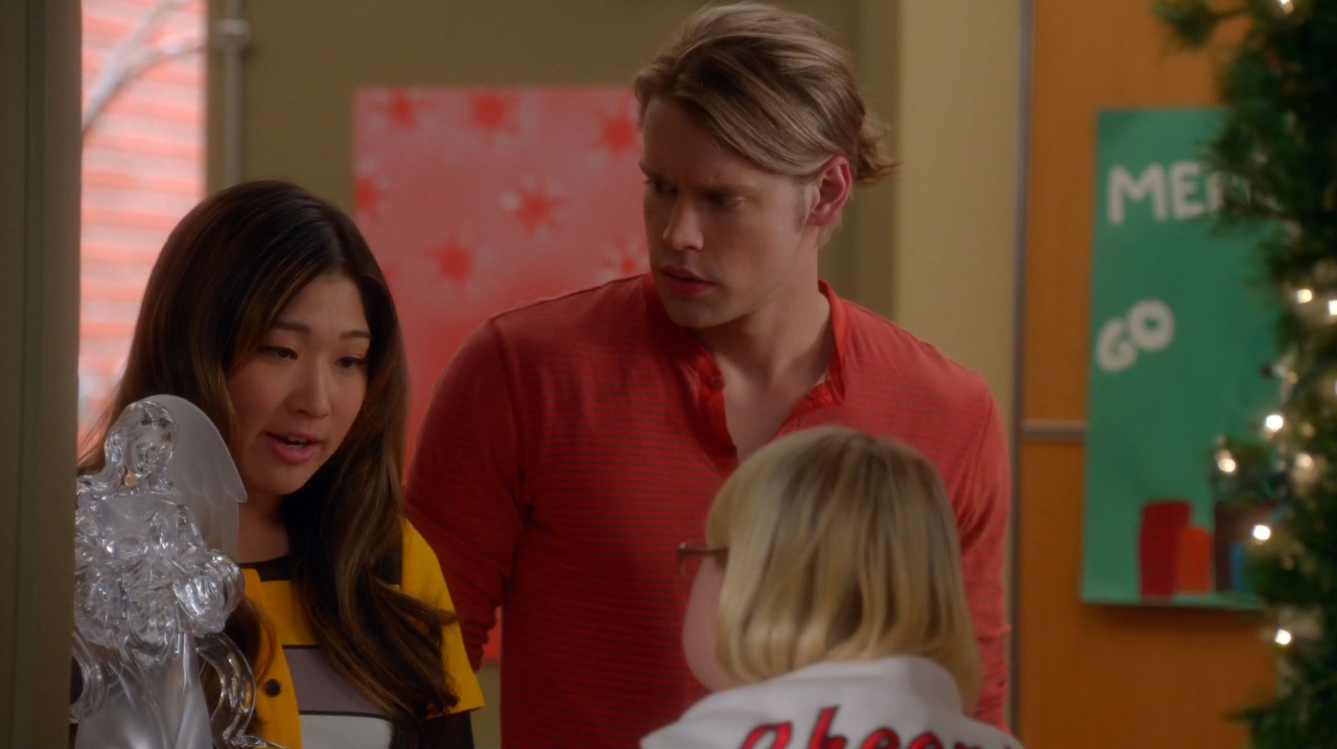 because they feel bad that she lost sam and tina decide to give the angel to becky and then also give her the role of baby jesus for the living manger - Glee Previously Unaired Christmas because they feel bad that she lost sam and tina decide to give the angel to becky and then also give her the role of baby jesus for the living manger - Glee Previously Unaired Christmas