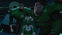 Hal, Kilowog and Aya watch Shard