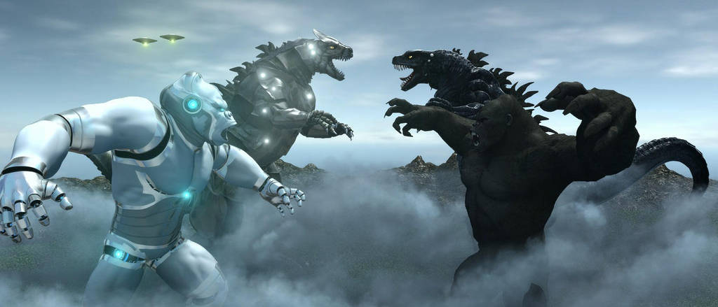 godzilla vs kong vs mecha godzilla
